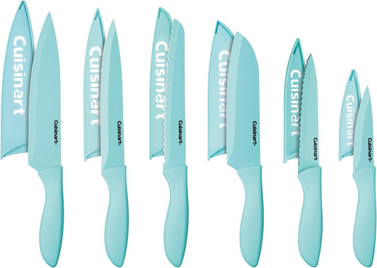 Cuisinart 12-Piece Kitchen Knife Set, Advantage Color Collection with Blade Guards, (Nautical)