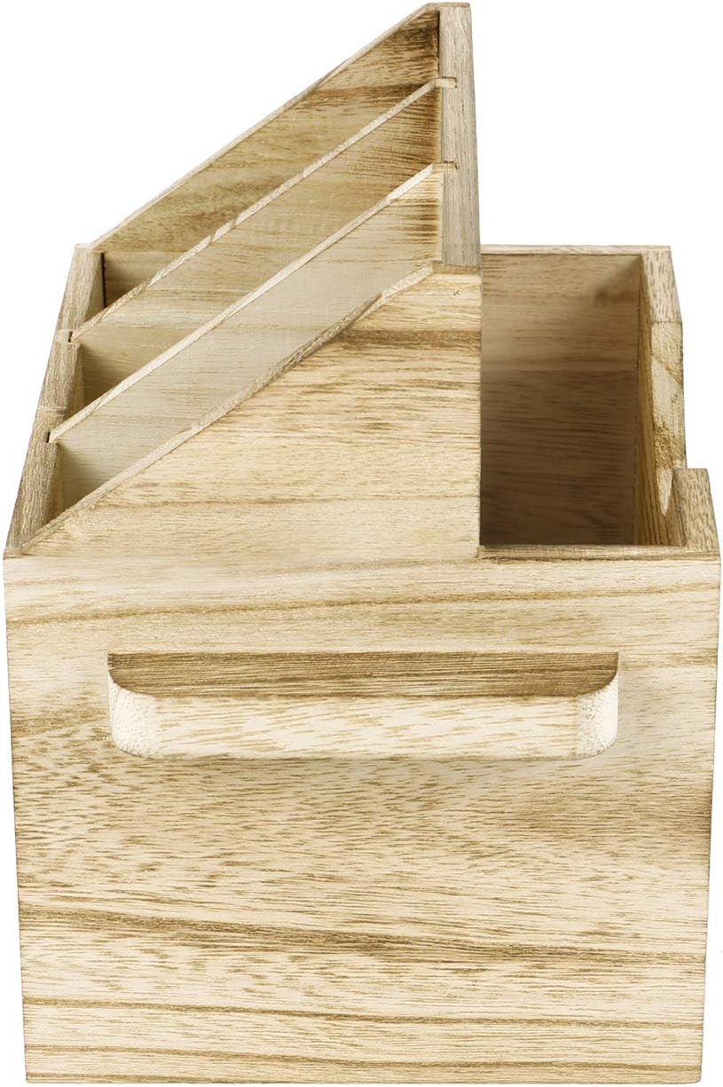 Ikee Design Wooden Utensil Caddy with Handles, Silverware Caddy, Silverware Holder for Countertop,Party,Camping and Kitchen, Organizer, Picnic Cutlery Holders, Black Color