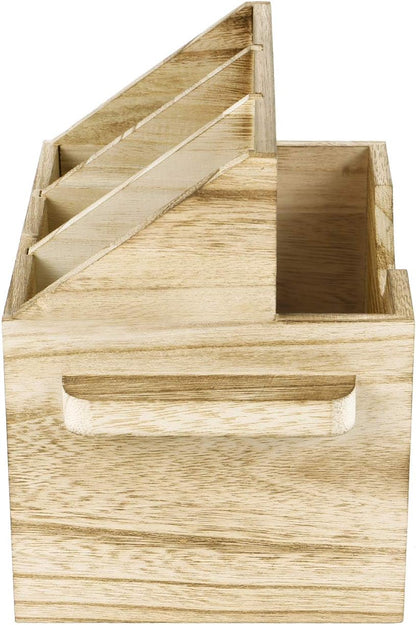 Ikee Design Wooden Utensil Caddy with Handles, Silverware Caddy, Silverware Holder for Countertop,Party,Camping and Kitchen, Organizer, Picnic Cutlery Holders, Black Color