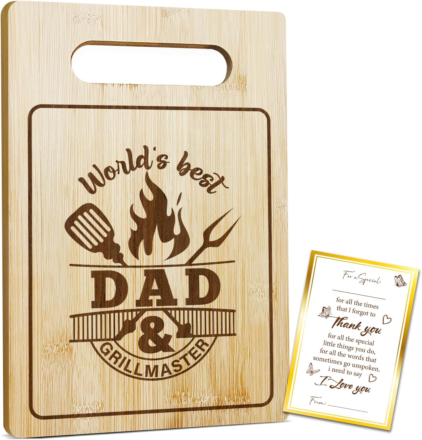 Best Dad Ever Bamboo Cutting Board, Grilling Gift For Men, Funny Charcuterie Boards for Home Kitchen Decor, Father's Day Birthday Gifts for Dad from Daughter Son -047