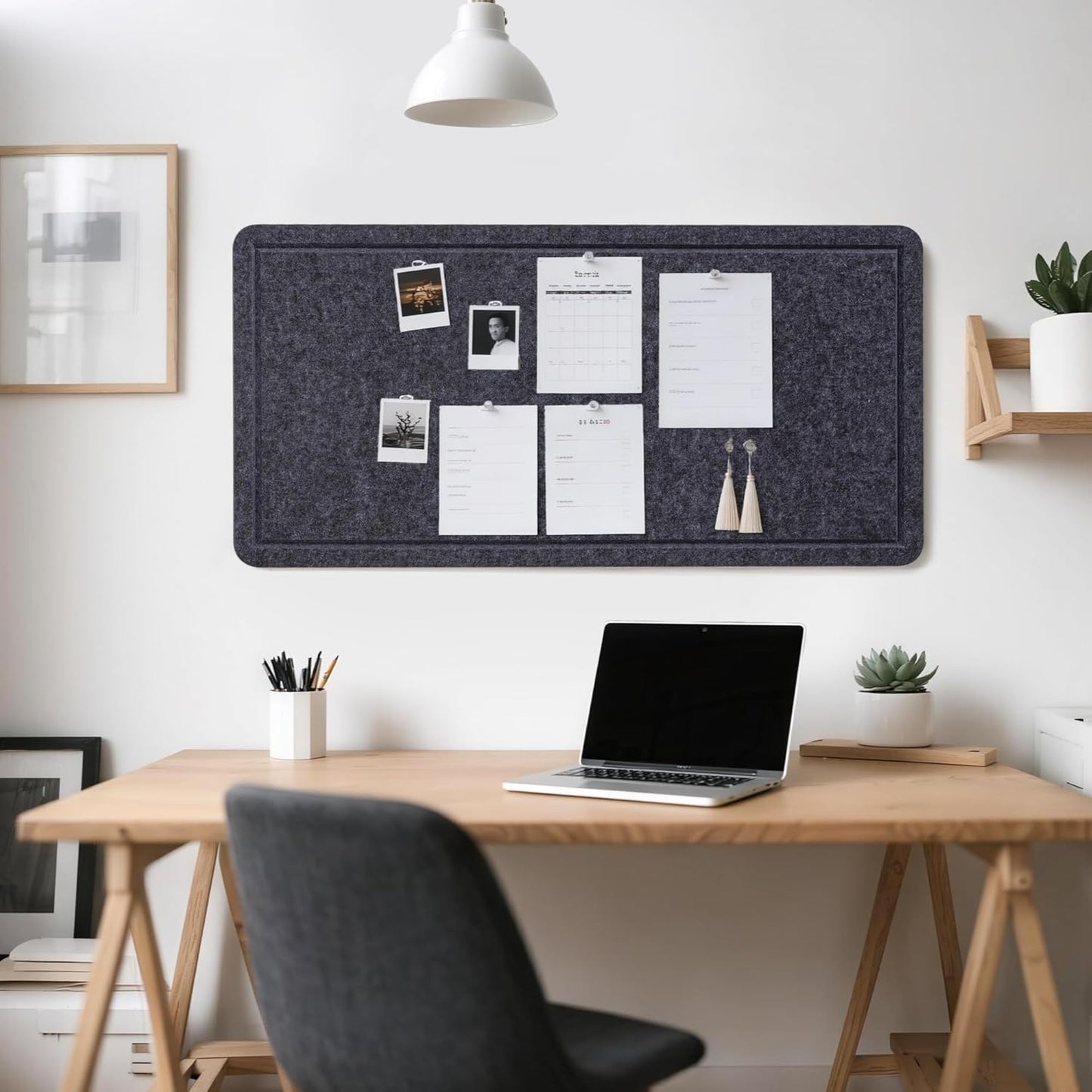 Lightomorrow Bulletin Board, 36 x 24 inches Felt Board - Decorative Pin Board, Cork Board Alternative for Wall, 3' x 2' Foldable Self-Adhesive Vision Board Prayer Board with 20 Pushpins - Black