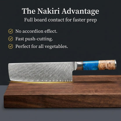 Tidal Blue - 7" Nakiri Knife - Damascus