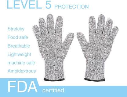 4 PCS (M+L) Cut Resistant Gloves Food Grade Level 5 Hand Protection,Kitchen Cut Gloves (Large+Medium)