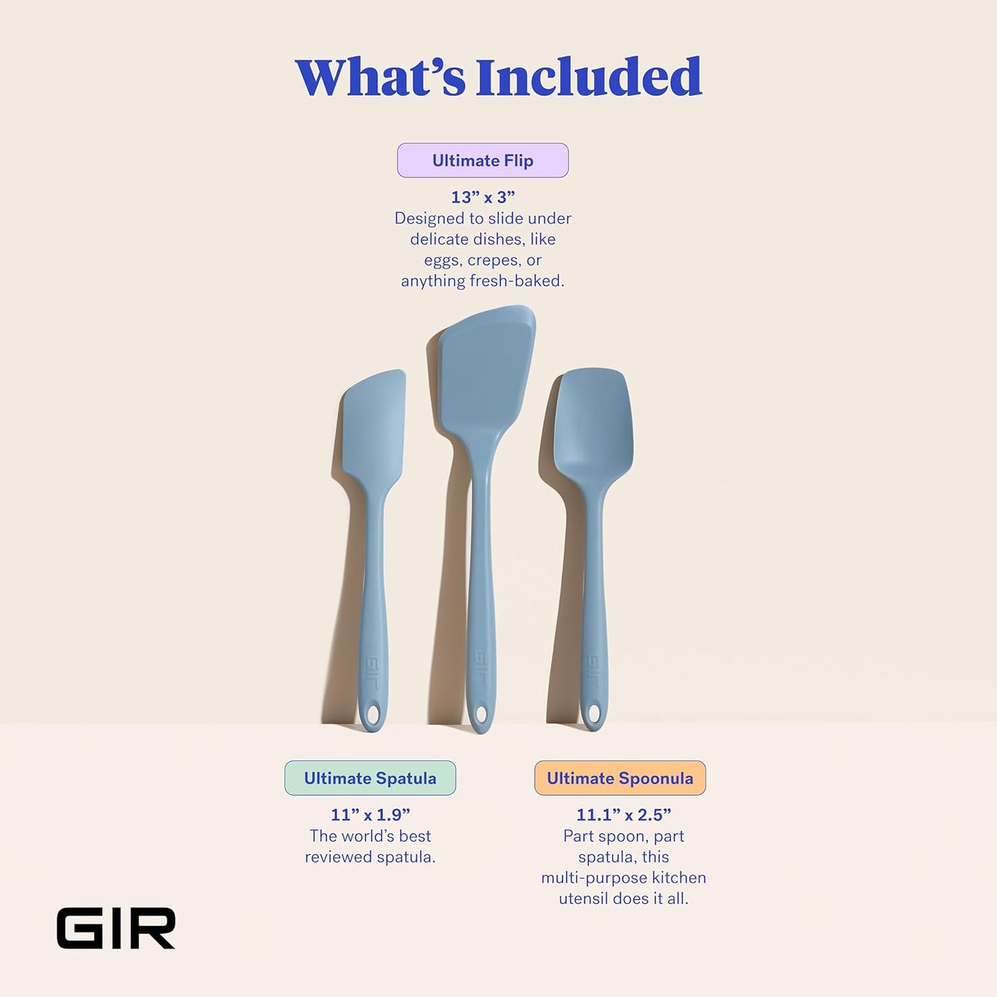 GIR: Get It Right 5 Piece Silicone Ultimate Kitchen Utensils Set - Ladle, Spatula, Flip, Spoon & Spoonula - Non-Toxic Cooking Utensils for Nonstick Cookware, Cooking and Baking - Red