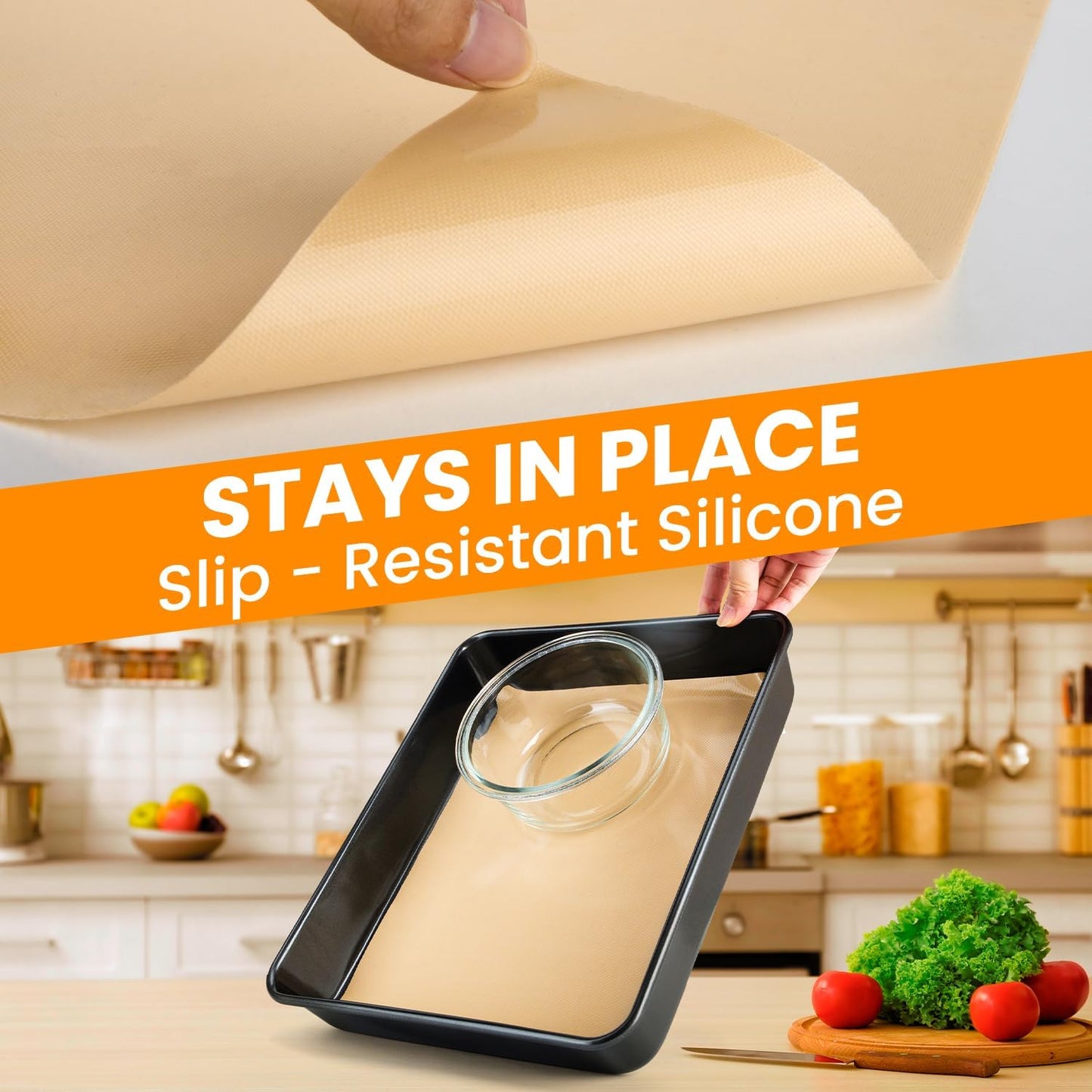 Silicone Baking Mat Roll -Cut to Size Silicone Mat - Non-Stick Pastry Mat for Dough Rolling, Non-slip Silicone Mat for Kitchen Counter, Reusable Air Fryer Linner, Oven Liner, Freeze Dryer Mat