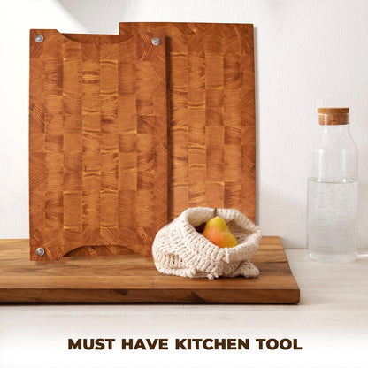 Wooden Cutting Board for Kitchen (16 x 12 In Oak Wood) – Premium Kitchen Chopping Board for Meat Cheese and Vegetables [1.5 in Thick] – Butcher Block Kitchen Essentials for Cooking - End Grain Board