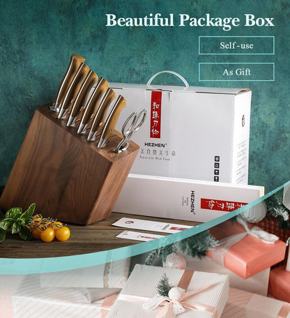 HEZHEN Damascus Chef Knife, 8.5 Inches, 67 Layers Damascus Steel, Professional Japanese Kitchen Knife for Chefs and Home Cooking, Ultra-sharp Blade with Linen Micarta Handle, Gift Packing