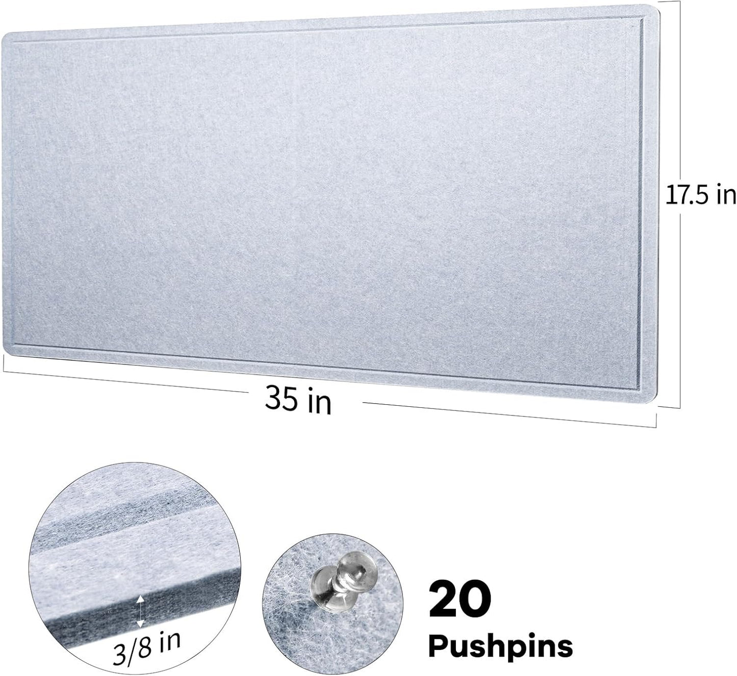 Lightomorrow Bulletin Board, 36 x 24 inches Felt Board - Decorative Pin Board, Cork Board Alternative for Wall, 3' x 2' Foldable Self-Adhesive Vision Board Prayer Board with 20 Pushpins - Black