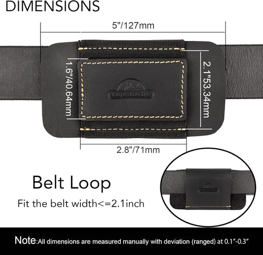 Topstache Horizontal Carry Leather Sheath for Belt, Natural Leather with Elastic Band EDC Knife Holster, Everyday Carry Pocket Organizer,Darkbrown