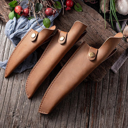 Leather Knife Sheath, Boning Knife Pouch Chef Fruit Knifes Shell for Camping Kitchen Outdoor Cooking (Not Include Knifes)
