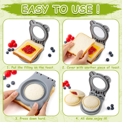 Nifogo Uncrustable Sandwich Cutter Maker, Large Sandwich Cutter and Sealer for Kids Children Boys Girls Lunch Breakfast