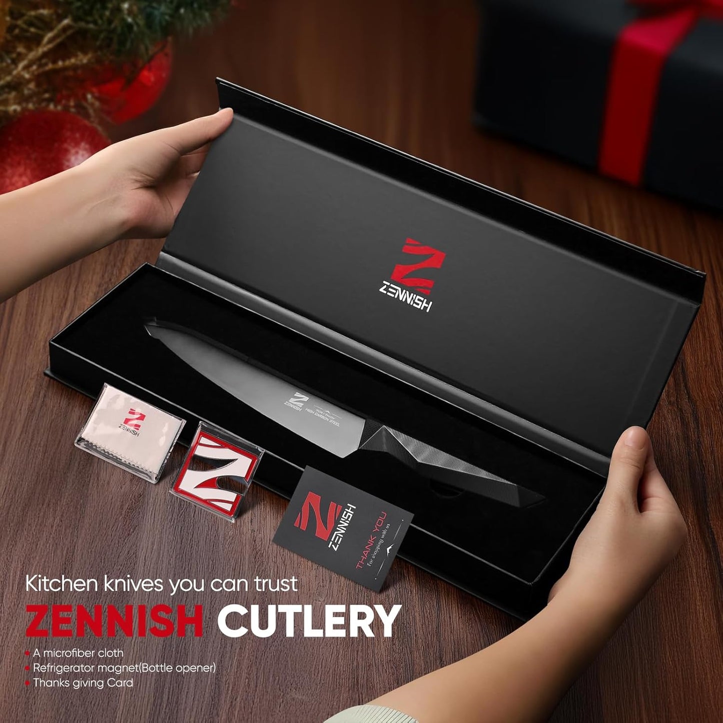 【Exclusive】 Gyuto Knife, 8 Inch Japanese Chef Knife, Handmade Forged 5-Layer VG10 High Carbon Steel, Hammered Finish Rust-Resistant Blade, Ergonomic Sandalwood G10 Handle Kitchen Knife with Gift Box