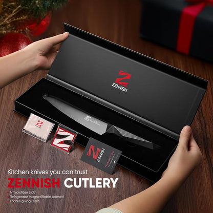 【Exclusive】 Gyuto Knife, 8 Inch Japanese Chef Knife, Handmade Forged 5-Layer VG10 High Carbon Steel, Hammered Finish Rust-Resistant Blade, Ergonomic Sandalwood G10 Handle Kitchen Knife with Gift Box