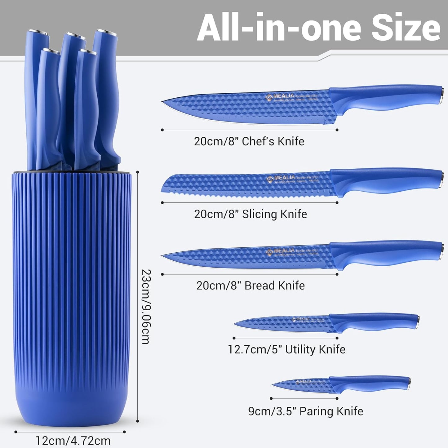 Kitchen Knife Set with Block, 6-Piece Non-stick Stainless Steel Sharp Knives Set for Precision Cutting with Universal Knife Block for Kitchen, Ergonomic Design & Dishwasher Safe, Pink