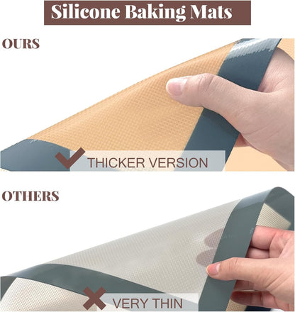 Silicone Baking Mat, 3 Pack Reusable Baking Sheet, Non-Stick ＆ Food Safe Silicone Mats for Baking for Making Cookies Macaroons Bread, Baking Supplies ＆ Accessories