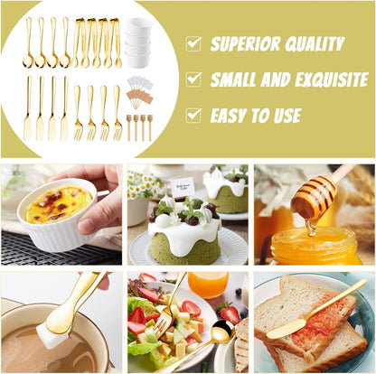 Charcuterie Boards Accessories 64Pcs Cheese Butter Spreader Knives Set Charcuterie Utensils Mini Serving Spoons and Forks Small Serving Tongs Sauce Cups Honey Dippers Toothpick Flags for Pastry Making