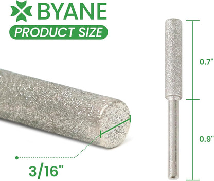 Byane Diamond Chainsaw Sharpening Bits - 5/32''(4.0mm) Carbide Chain Grinding Stones 10PCS, Optimized for Carbide & Standard Chains, Electric Grinder Replacement