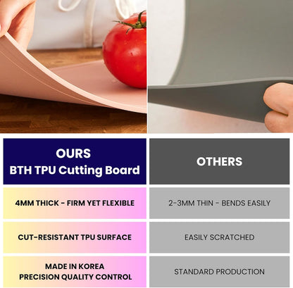 TPU Cutting Board Flexible Mat, 14.5" x 9" Nonslip Korean Cutting Board for kitchen, BPA Free Flexible Chopping Board, TPU Material Double-sided Dishwasher Safe
