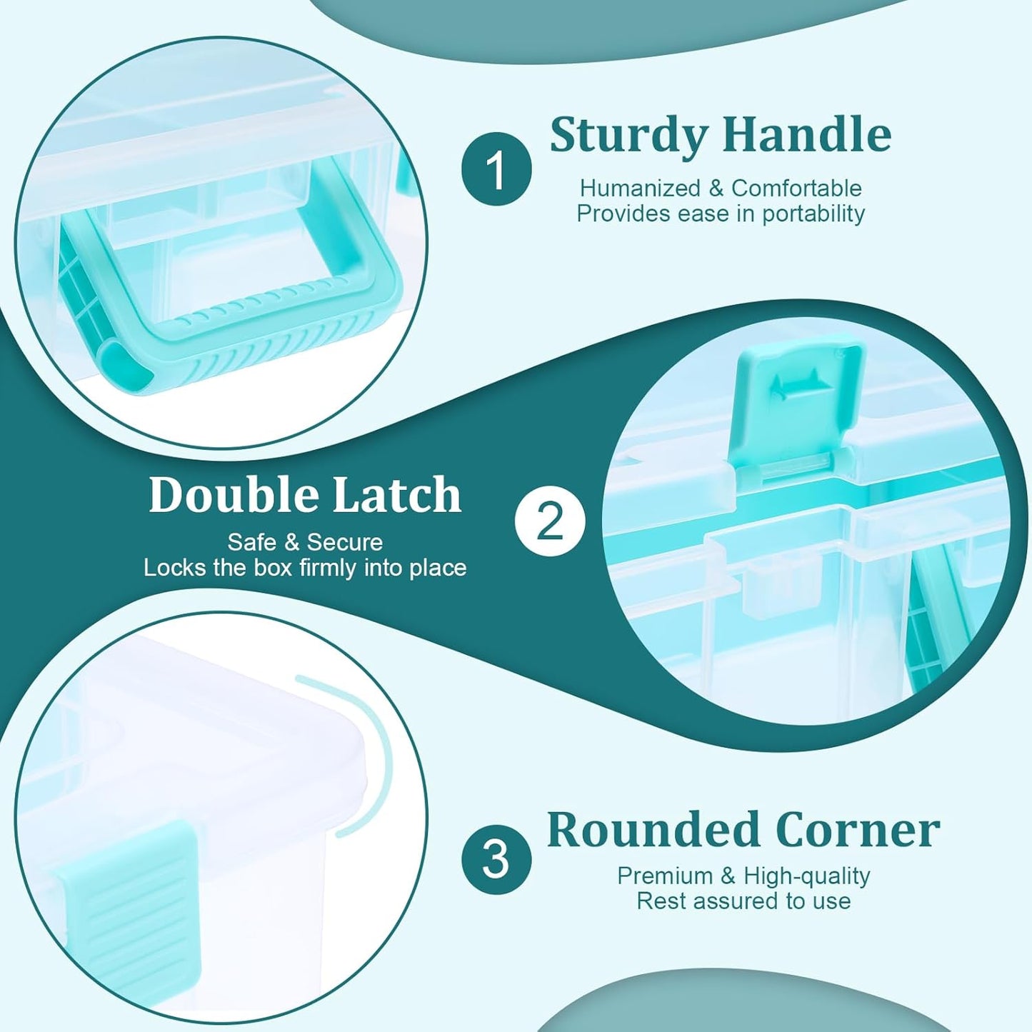 BTSKY Clear Plastic Dividing Storage Box with 4 Compartments Adjustable Storage Bin with Lid Plastic Craft Storage Container Multipurpose Sewing Box Art Supply Organizer, 13.3x8.1x3.4 Inches