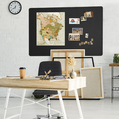 Lightomorrow Bulletin Board, 36 x 24 inches Felt Board - Decorative Pin Board, Cork Board Alternative for Wall, 3' x 2' Foldable Self-Adhesive Vision Board Prayer Board with 20 Pushpins - Black