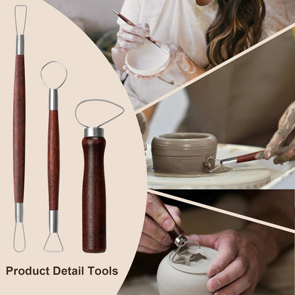 Amrules Clay Tools Kit, 12 PCS Polymer Clay Cutter Tools, Rectangle Shape Acrylic Press Board and Roller Pin Supplies Suitable for Shaping, Carving, Pottery Craft and DIY Projects