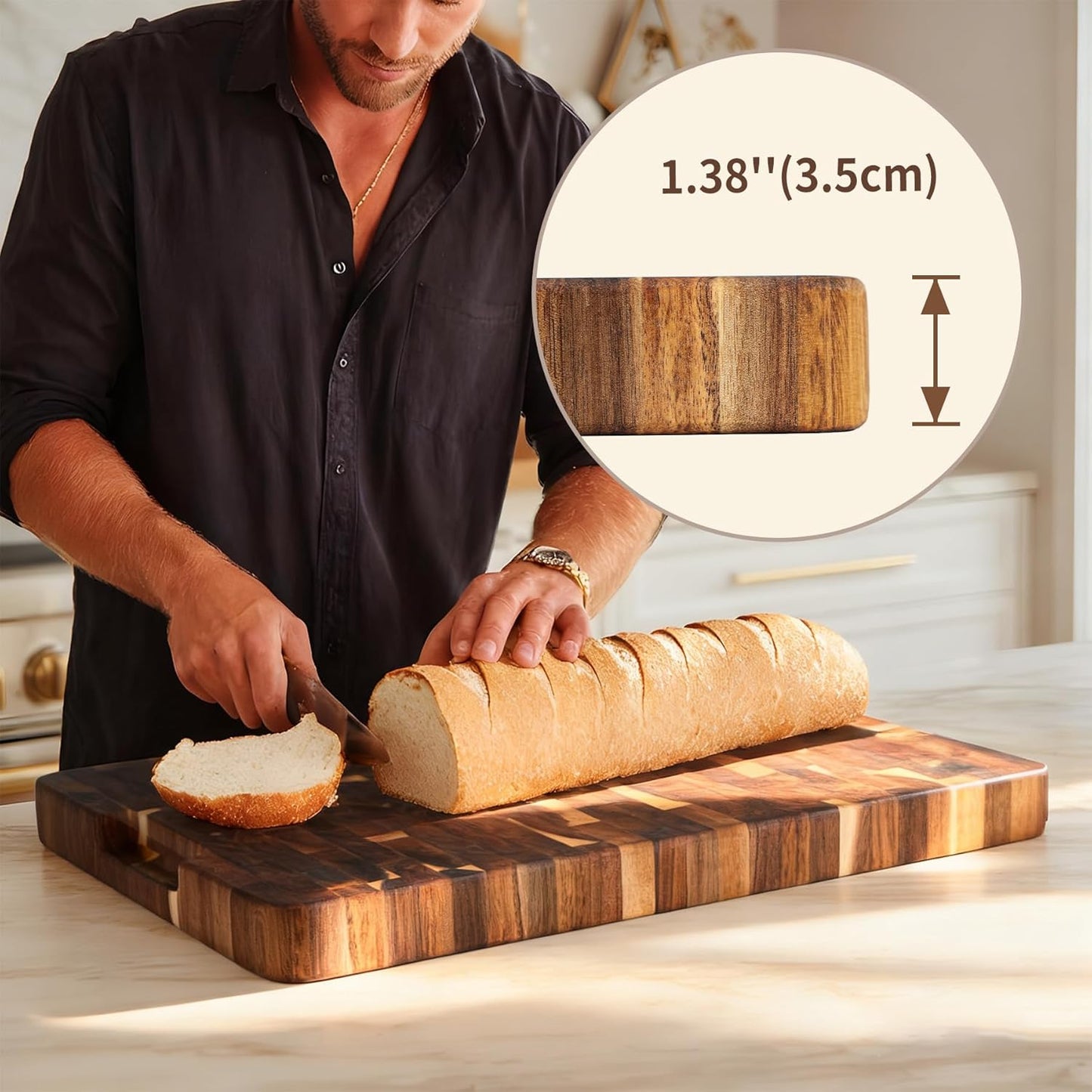 Utoplike Extra Large XXXL Bamboo Cutting Board 24 x16 Inch, Largest Wooden Butcher Block for Turkey, Meat, Vegetables, BBQ, Over the Sink Chopping Board with Handle and Juice Groove, Thickness 1.25"