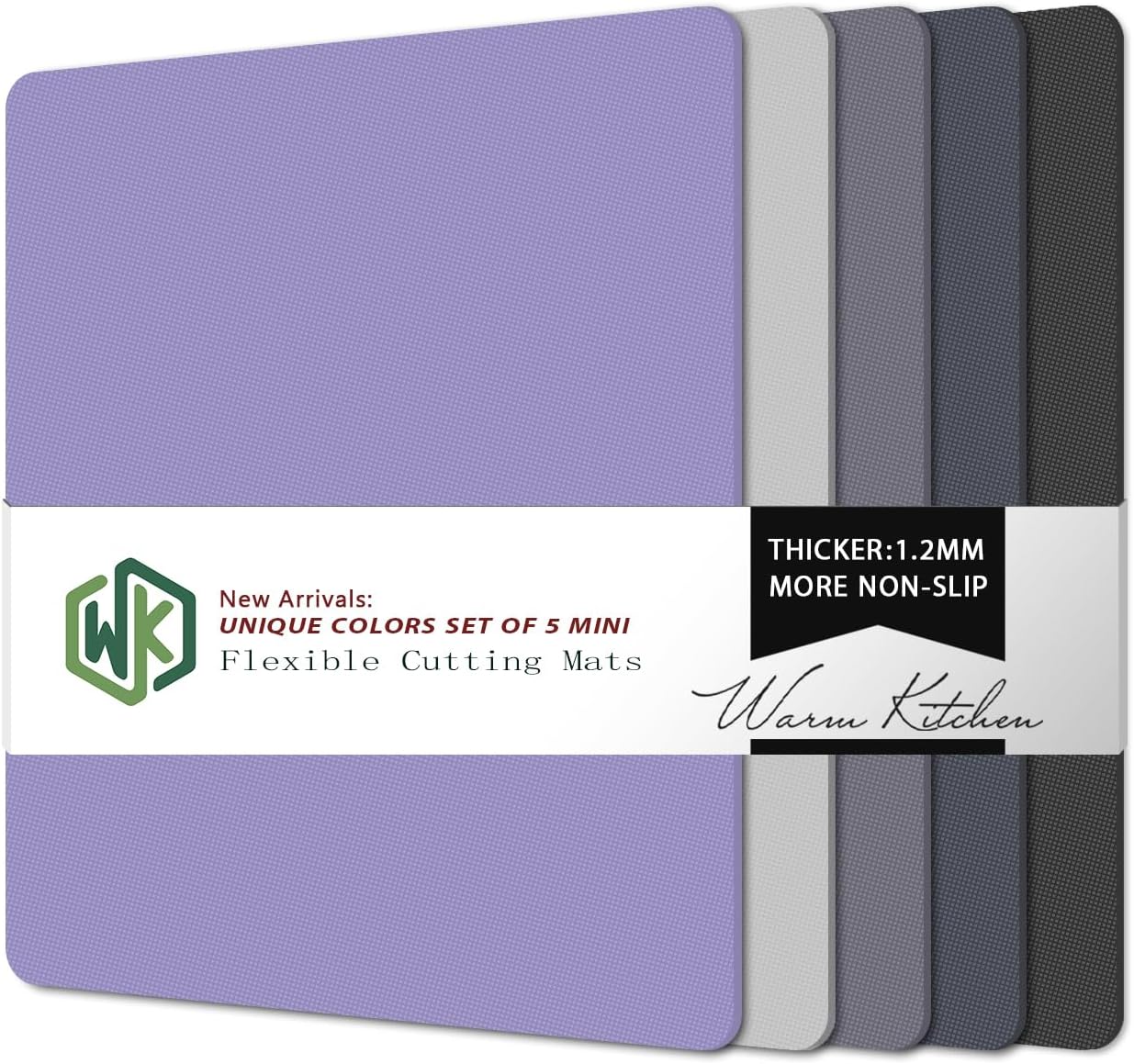 WK Flexible Plastic Cutting Boards Mats for Kitchen, Flexible Non Slip Cutting Mat, Thin Cutting Sheets, BPA Free, Dishwasher Safe, Multi Sizes