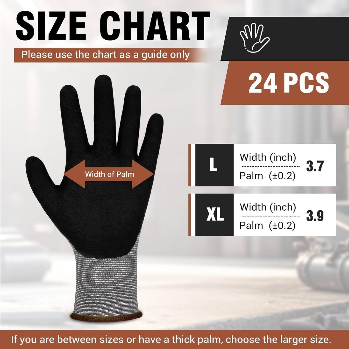 16 Pairs Work Gloves MicroFoam Nitrile Coated Seamless Knit Nylon, Palm & Fingers Cut-Resistant, Warehouse Gloves for Auto Garden Mechanics Outdoor Construction (Brown Cuff,XL)