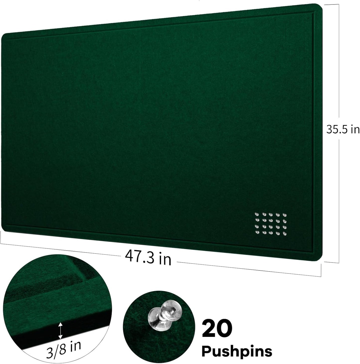 Lightomorrow Bulletin Board, 36 x 24 inches Felt Board - Decorative Pin Board, Cork Board Alternative for Wall, 3' x 2' Foldable Self-Adhesive Vision Board Prayer Board with 20 Pushpins - Black