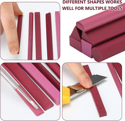6 Pcs Ruby Sharpening Stone Set 3000# Whetstone Kit Fine Polishing Sharpener Stone for Knife Blade Sharpen Chisel Gouge Tool, 6 Shapes 100mm Length