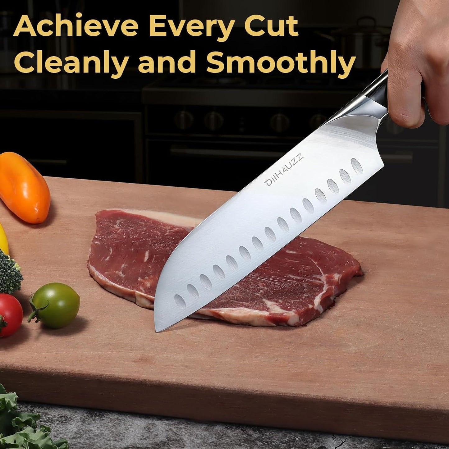 DiiHAUZZ Brisket Knife, 12 Inch Carving Knife for Meat, Razor Sharp High Carbon Steel, Full Tang Ergonomic Pakkawood Handle Slicing Knives for Roast Beef, BBQ, Turkey, Grilling Gift for Men