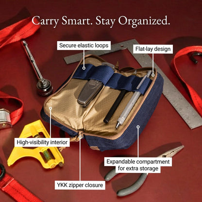 LOCHBY® Venture Pouch | Multipurpose Tactical Tool Bag | Water Resistant Waxed Canvas | Dual-Sided Zipper Pouch | for Motorcycle, Bike, EDC, Pen, Pencil, Art, Tech & Travel
