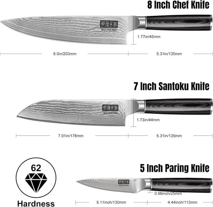 MDHAND Chef Knife 8 Inch, Professional Kitchen Knife, VG10 Steel Japanese Knife with Ergonomic Pakkawood Handle, Ultra Sharp Cooking Knives for Home Kitchen, Gifts for Men and Women