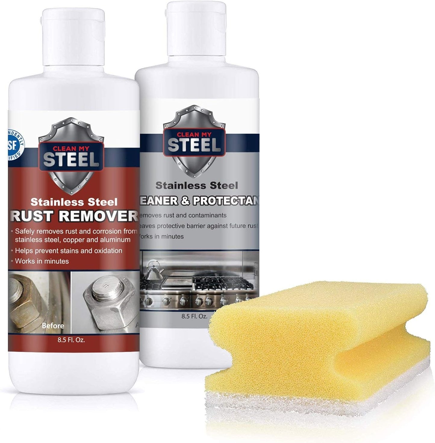 CLEAN MY STEEL Stainless Steel Rust Stain Remover Eraser Cleaner for Fridge, Outdoor BBQ Grill, from Metal Sink and Appliances, NSF Certified, Food Area Safe, 4 oz