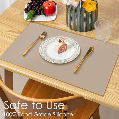 Extra Large Dark Green Countertop Mat - Silicone Table Kitchen Desk Mat - Non-Slip & Heat Resistant - Dinner Placemat Pastry Dough Rolling Mat - Colors A