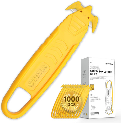 T TOVIA Safety Box Cutter Knife of Recessed Concealed Stainless Steel Blade, 10-Pack Package Opener Plastic Cutter for Box, Carton, Shrink Wrap, Plastic Straps, 5 Color