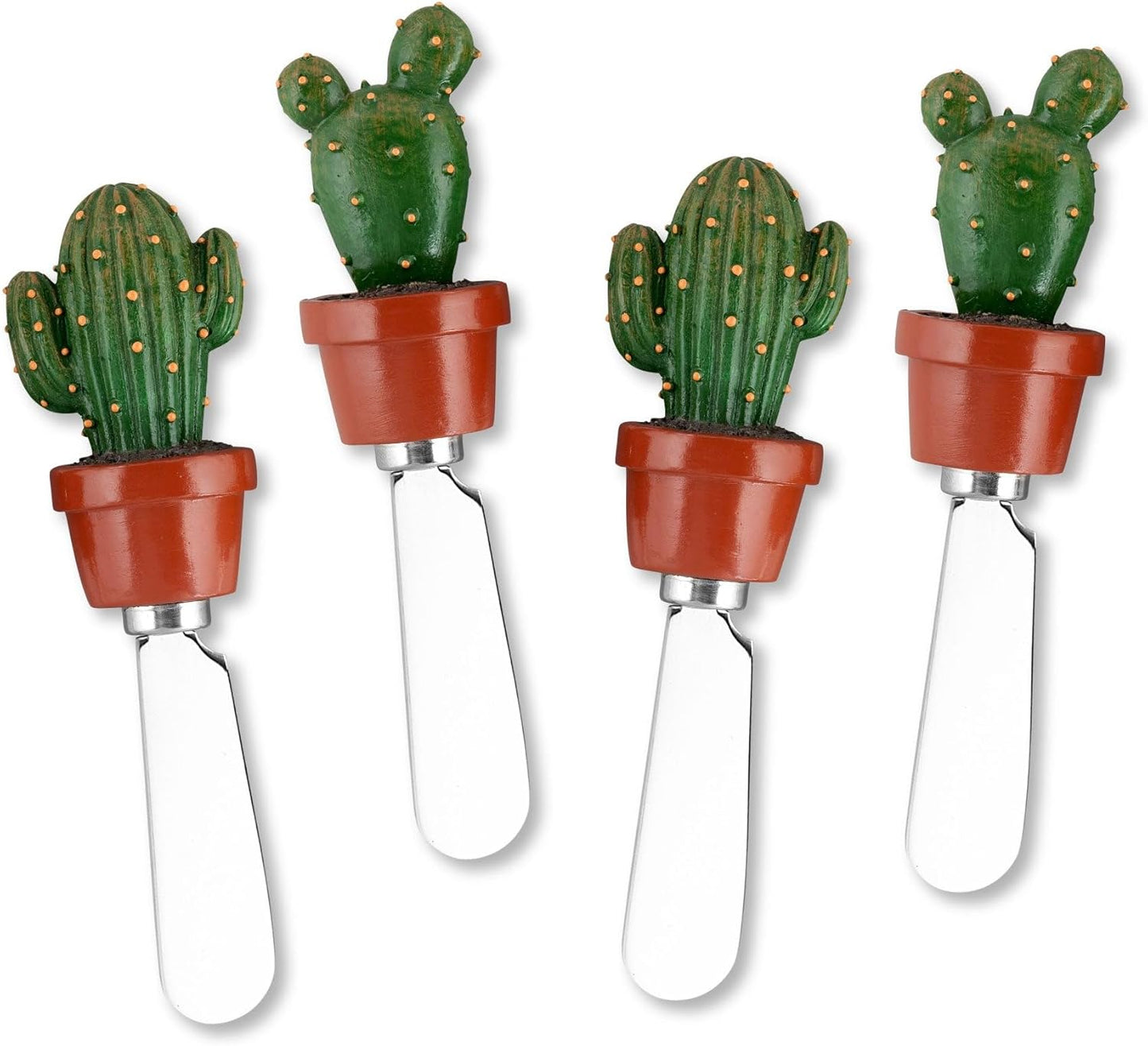 Supreme Housewares Western Cowboy Boot Cheese Spreaders, Hand-Painted Resin Handles with Stainless Steel Blades for Spreading Cream Cheese, Butter, and Jam, Assorted Designs, Set of 4