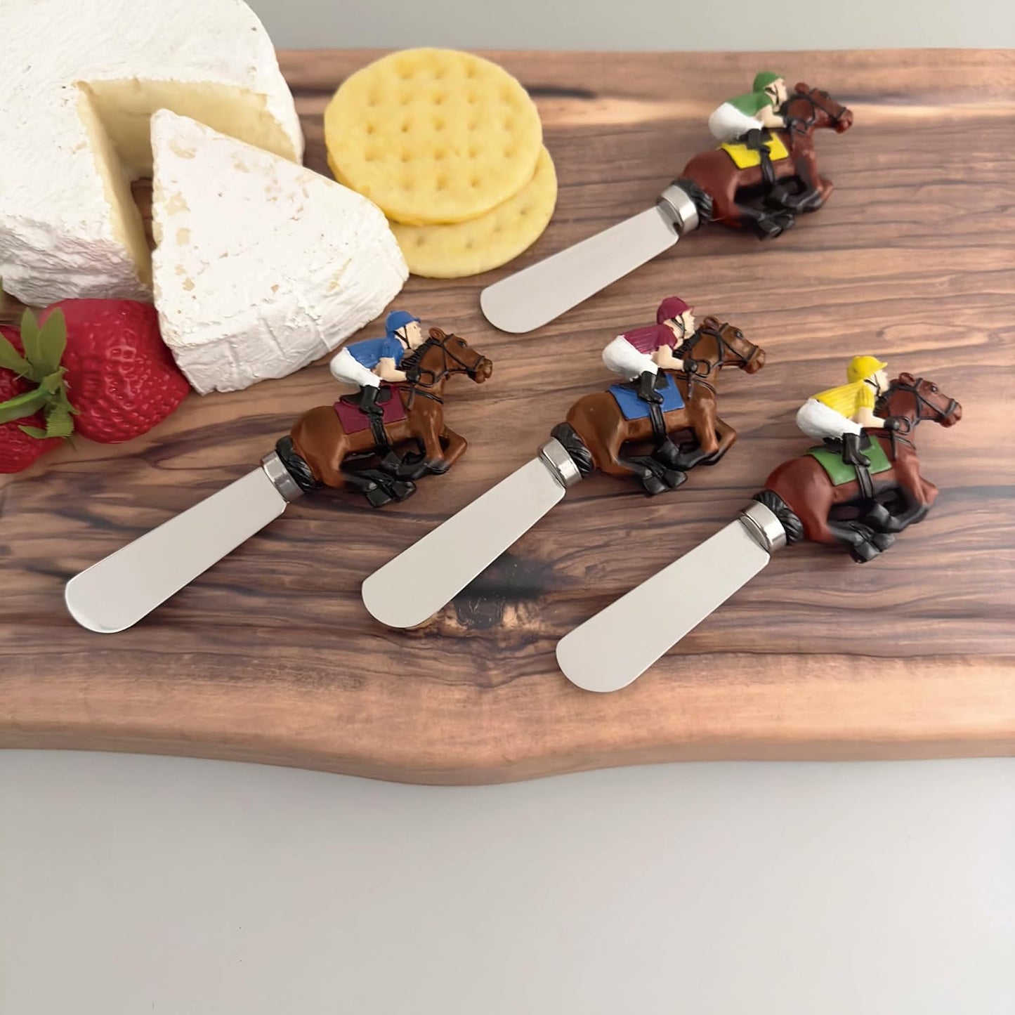 Supreme Housewares Western Cowboy Boot Cheese Spreaders, Hand-Painted Resin Handles with Stainless Steel Blades for Spreading Cream Cheese, Butter, and Jam, Assorted Designs, Set of 4