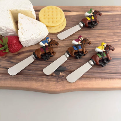 Supreme Housewares Western Cowboy Boot Cheese Spreaders, Hand-Painted Resin Handles with Stainless Steel Blades for Spreading Cream Cheese, Butter, and Jam, Assorted Designs, Set of 4