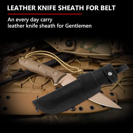 Premium Leather Knife Sheath, 4 Inch EDC Knife Holster belt, Knife Scabbard Cover, Shop Knife Sheath Knives Sleeves Case Edge Guards Blade Protectors (Dark brow, 4 inch)