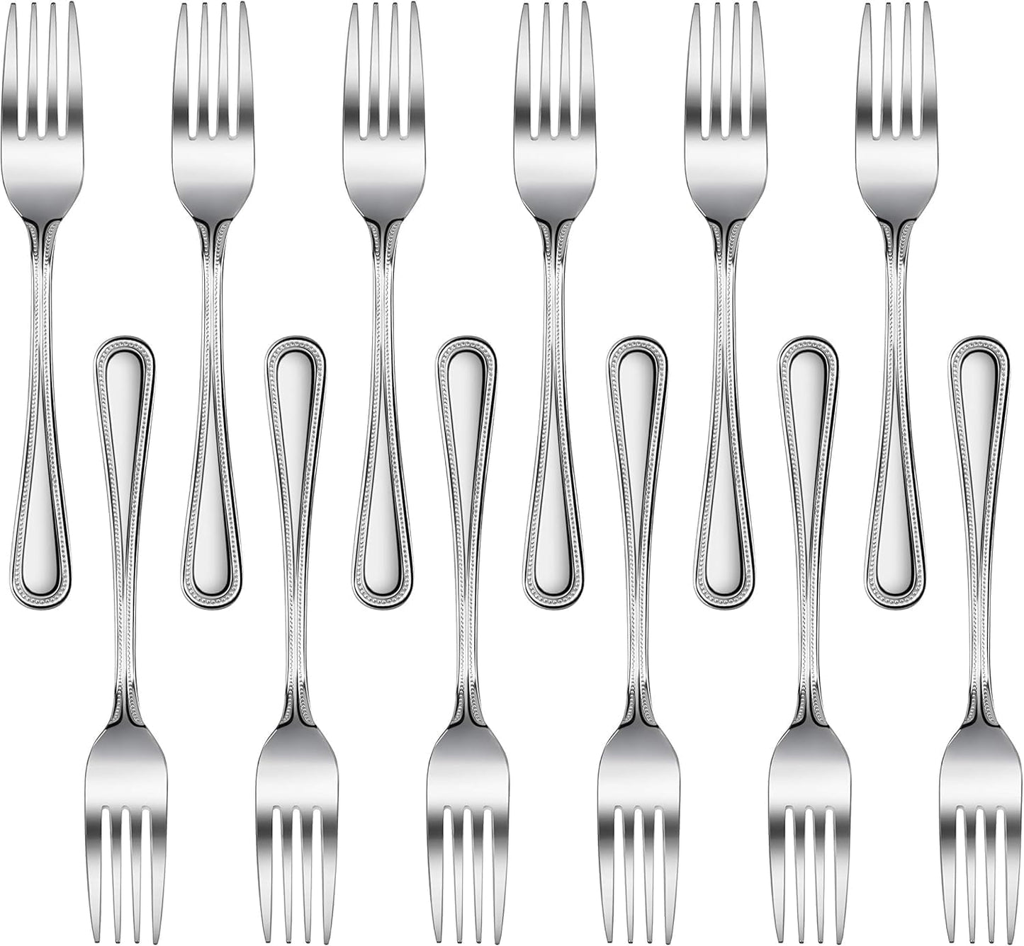 New Star Foodservice 58505 Bead Pattern 18/0 Stainless Steel, Oyster Fork 6-Inch Set of 12