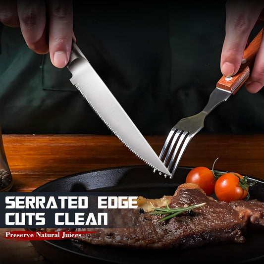 DRAGON RIOT Steak Knives Set of 4 Serrated Edge Steak Knife Set Japanese Stainless Steel Dinner Knife Diswasher Safe Steak Knives with Box