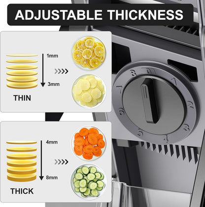 QYKIC Safe Mandoline Slicer, Potato Clips Slicer, Vegetable Food Slicer, Thickness Adjustable for Cucumber Onion Carrot Lemon (Only Slicer White)