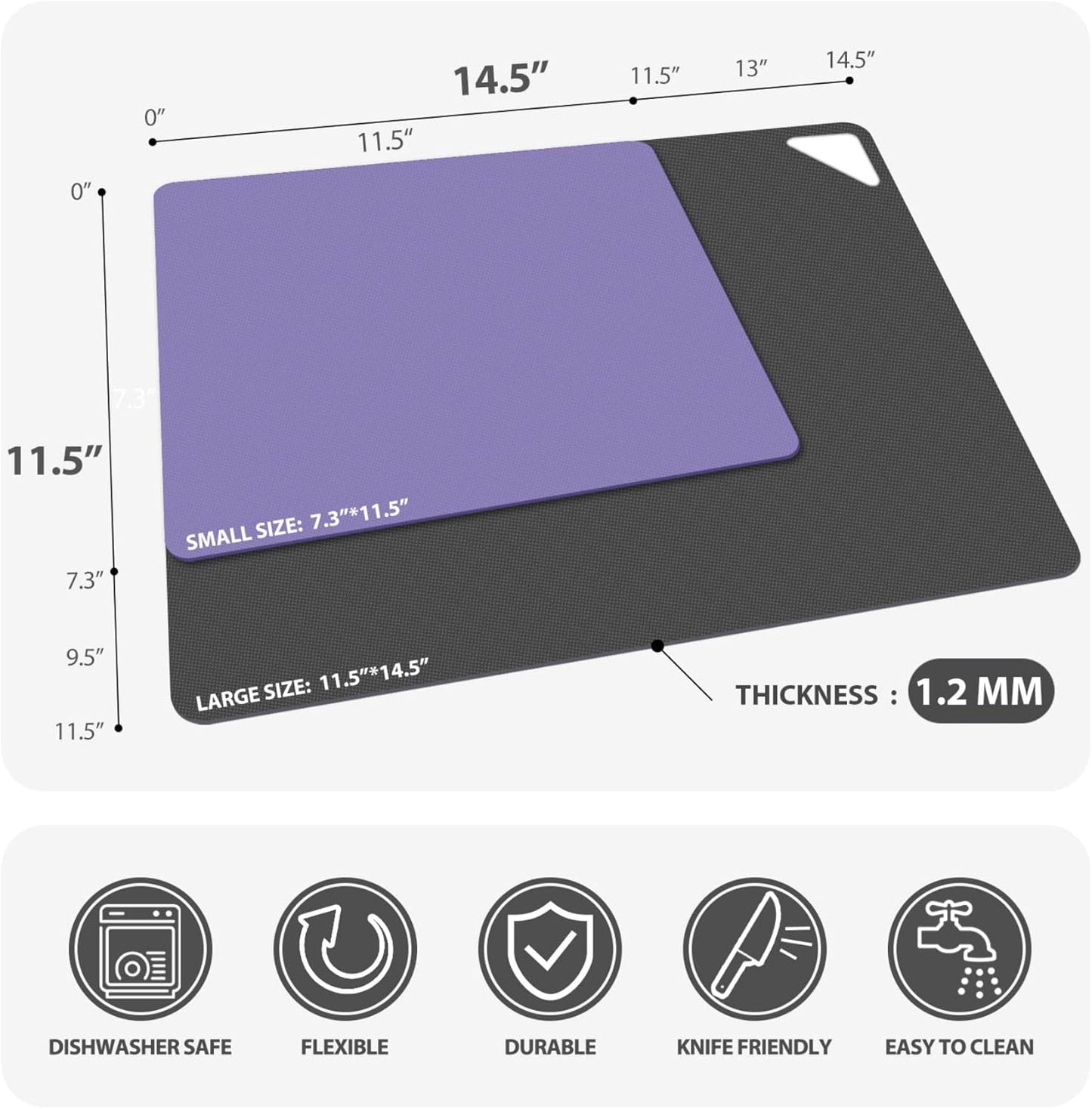 WK Flexible Plastic Cutting Boards Mats for Kitchen, Flexible Non Slip Cutting Mat, Thin Cutting Sheets, BPA Free, Dishwasher Safe, Multi Sizes