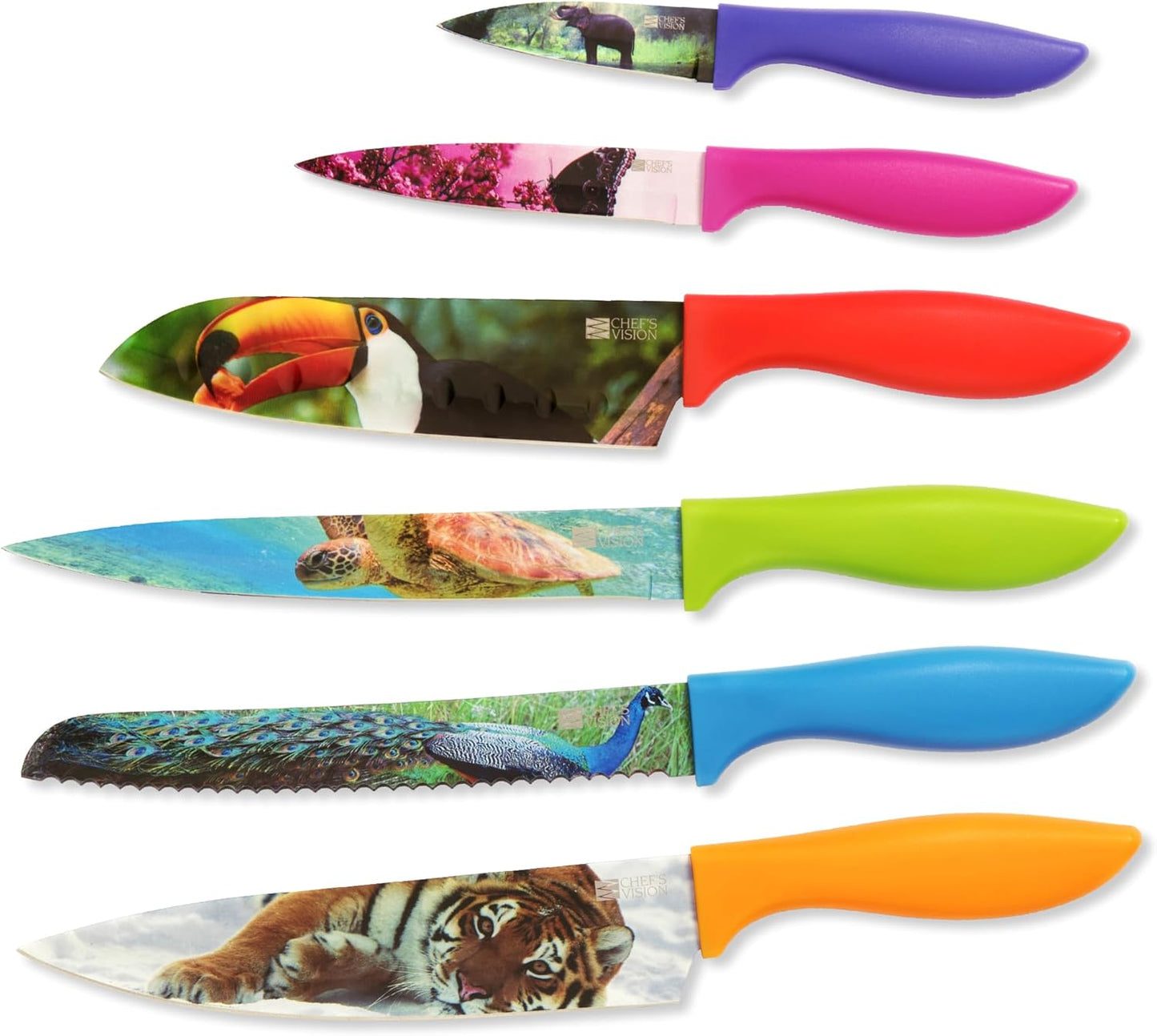 CHEF'S VISION Masterpiece Knife Set - 6-Piece Stainless Steel Cutting Knives Set for Kitchen - Stunning Artistic Designs, Great Gift for Women or Men - Unique Kitchen Knife Set Gift for Art Lovers