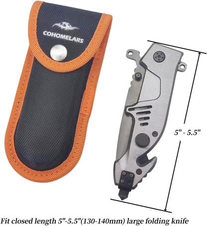Nylon Sheath for 4''-4.25'' Multitool Knife,Horizontally Carry Knife Pouch Fits 4.25''-4.5'' Wide Folding Pocket Knife,Leatherman Tool Case,EDC Belt Holder COHOMELARS (Small Size)
