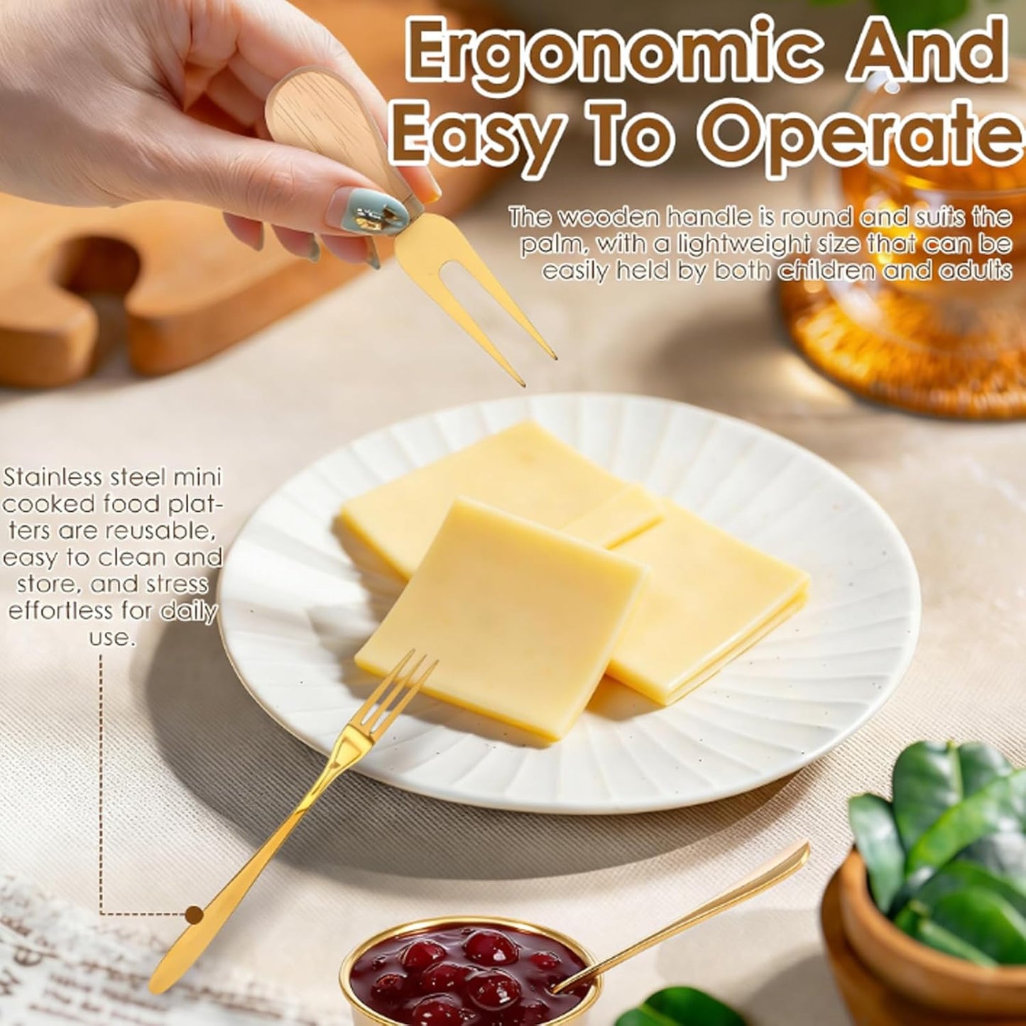 32Pcs Cheese Knives Bulk,Stainless Steel Cheese Knife Spreaders Set Butter Cutter Cheese Cutting Spatula Forks Wooden Handle Small Cheese Spreader Tool Cheese Knives for Charcuterie Board Christmas