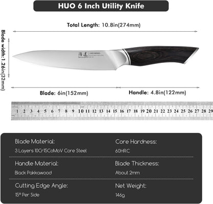SHANGDAO 7 Inch Japanese Santoku Chef Knife, VG10 Stainless Steel Kitchen Cooking Knife with Pakkawood Handle Gift Box