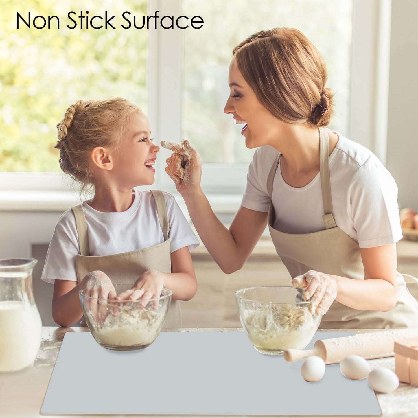 Extra Large Dark Green Countertop Mat - Silicone Table Kitchen Desk Mat - Non-Slip & Heat Resistant - Dinner Placemat Pastry Dough Rolling Mat - Colors B