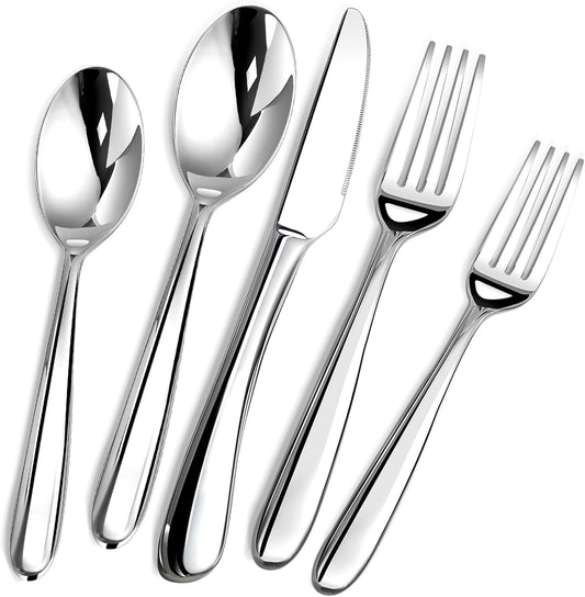 Silverware Set for 8, 40 Piece Heavy Duty Stainless Steel Flatware Utensils Cutlery Set Including Steak Knife Fork and Spoon, Dishwasher Safe, Gift Package for Wedding Housewarming